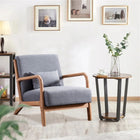 Ebello Hertford 26" Wide Mid Century Upholstered Solid Wood Accent Chair with an Extra Pillow - Grey-Colour: Grey