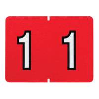 Pendaflex Numeric End Tab Red Filing Labels - 1 - 500 Pack-Compatible with DataFile L8700 series labels