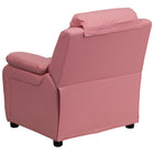 Flash Furniture Deluxe Padded Contemporary Pink Vinyl Kids Recliner with Storage Arms-Plush Padded Back and Arms