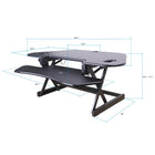 Rocelco 46" Corner Adjustable Desk Riser w/4AC+2USB - 1 USB-C - Black-Extra-wide 46" wide top can hold up to 3 monitors, a laptop and more.