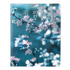 Blueline 2027 Weekly Planner Appointment Book with Twin-Wire Binding - 10-3/4" x 8-1/2" - Cherry Blossoms - Bilingual-Weekday appointment schedule from 7:00 a.m. to 8:45 p.m. in 15-minute intervals. Saturday from 7:00 a.m. to 4:45 p.m. Ruled spaces for Sunday