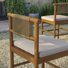 Modway Eleni Outdoor Teak Wood Counter Stools 2-Piece Set - Natural/Sail-Slatted Seat