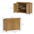 Outsunny Wooden Garden Shed - 43" x 20" x 34"-Two front doors enable easy access, fitted with metal handles
