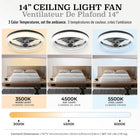 Bell+Howell CannonX Low Profile 14" Ceiling Fan with Lights and Remote - Black-Quiet motor runs at under 35 dB on the low setting for restful sleep, reading, and focused work