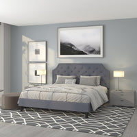 Flash Furniture Brighton King Size Tufted Upholstered Platform Bed - Light Grey Fabric-Platform Bed