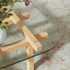 Modway Isby 35" Tempered Glass Coffee Table - Oak-Rounded Corners