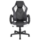 FurnitureR High-Back PU Leather Swivel Gaming Chair - White-Mesh and PU leather seat and back for breathability