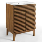 Modway Render 24" Bathroom Vanity - Walnut/White-Assembly Required