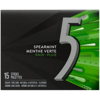 Wrigley 5 Rain Spearmint Chewing Gum - Single - 15 Sticks-Sugar Free Spearmint Chewing gum