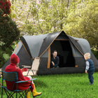 Outsunny 5-6 Person Outdoor Camping Tent with Lighting Hook, Carrying Bag - Grey/Black-Netting design protects you from annoying elements