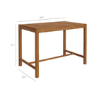 Modway Eleni Rectangle 56" Outdoor Teak Wood Rectangular Bar Table - Natural-56 Inch Slatted Tabletop