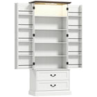 HOMCOM 72" H Kitchen Pantry Cabinet with LED Light and Door Shelves - White-Motion sensor LED light offers three sensor modes with adjustable brightness and colour temperature 