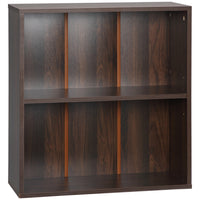 HOMCOM Wood Small Bookshelf 2 Tier Storage Rack - Walnut-High quality particle board in matt finish effect carcass which is water and scratch resistant 