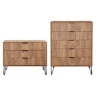 Manhattan Comfort DUMBO Modern Dresser Set and 5-Drawer Tall Dresser Set - Golden Brown-Modern-Contemporary with a taste of Glam Bedroom Dresser Set. Includes 1 Standard Dresser and 1 Tall Dresser.