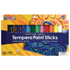 Creativity Street Glide-On Tempera Paint Sticks - 12 Assorted Primary Colors - 5 grams - 2 Packs of 12-They glide on surfaces such as paper, chipboard, plastic and much more