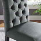 Modway Duchess Performance Velvet Dining Chairs - Grey - 2 Pack-Classic Button Tufting