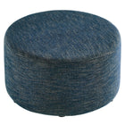 Modway Callum Large 29" Round Woven Heathered Fabric Upholstered Ottoman - Heathered Weave/Azure-Arrives Fully Assembled