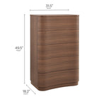 Modway Mirae 5-Drawer Curved Dresser Chest of Drawers - Brushed Brown Oak-Sculpted Curved Drawer Fronts