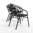 Flash Furniture Black Metal Restaurant Stack Chair with Aluminum Slats-Integrated Arms
