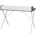 Modway Bin 47" Office Desk - Walnut-Powder-coated white metal legs