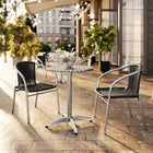 23.5'' Round Aluminum Indoor-Outdoor Table with 2 Black Rattan Chairs (TLH-ALUM-24RD-020BKCHR2-GG)-23.50"W x 23.50"D x 27.50"H