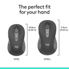 Logitech Signature Plus M750 Wireless Mouse - For Small to Medium Hands - Graphite -Easy-Switch & Flow enabled: Pair and switch between up to three Bluetooth devices and effortlessly transfer text, images, and files between Windows and macOS operating systems