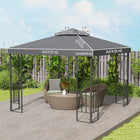Outsunny 10' L x 10' W Square 2-Tier Gazebo Canopy Replacement Top Cover - Dark Grey-2-tier rooftop design to provide ventilation