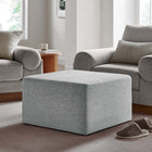 Modway Callum Large 28" Square Woven Heathered Fabric Upholstered Ottoman - Heathered Weave/Light Grey-Plastic Legs