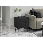 Monarch Specialties 24" 2-Drawer Laminate Accent Table - Black-Durably designed with robust solid wood legs and an easy to clean top, this practical, space saving accent table is built to withstand daily use that ensures lasting beauty and functionality