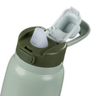 General Supply Goods + Co Stainless Steel Water Bottle - 800 ml - Sage-Convenient flip straw lid for easy, spill-resistant sipping