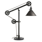 Hudson&Canal Descartes 29" Tall Pulley System Table Lamp with Metal Shade - Blackened Bronze/Blackened Bronze-Mid-century modern design for your living room, workspace, or bed side table
