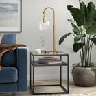 Hudson&Canal Verona 27" Tall Arc Table Lamp with Glass Shade - Brushed Brass/Clear-Paired with a clear dome glass shade