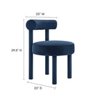 Modway Toulouse Performance Velvet Dining Chair - Midnight Blue-Stain-Resistant Upholstery