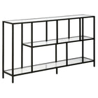 Hudson&Canal Winthrop 52"W Console Table with Glass Shelves - Blackened Bronze-A modern contemporary design for your entryway, living room, den, and more