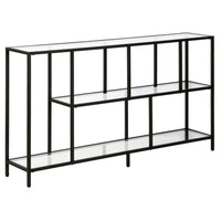 Hudson&Canal Winthrop 52"W Console Table with Glass Shelves - Blackened Bronze-A modern contemporary design for your entryway, living room, den, and more