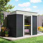 Outsunny Metal Outdoor Storage Shed with Sliding Doors - 7' x 4' - Charcoal Grey-Double sliding door for easy access in and out 