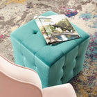 Modway Contour Tufted Cube Performance Velvet Ottoman - Teal-Durable Stain-Resistant Fabric