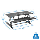 Mount-It! Electric Standing Desk Converter with 38" Desk Top - Black-Desktop Size: 38" x 19.5"