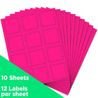 JAM Paper Square Address Labels, 2 x 2, Neon Pink, 240 Pack-Neon Pink