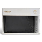 Champs Iconic Leather Bi-Fold Wallet - Black/Black-6 Credit card slots