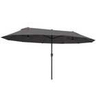Outsunny Double-Sided Patio Umbrella with Twin Canopy - 15' - Grey-15ft long double-sided canopy umbrella keep shaded on any balcony, terrace, garden market or others