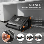ShoppingAll Height Adjustable Under Desk Footrest with Massage Roller and 6-Level Angle Adjustment - Black-Designed with 4 central rotating massage wheels and a textured pebbled surface to stimulate acupressure points, relieve foot stress, and keep your feet active while sitting.