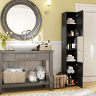 Kleankin High Gloss Bathroom Cabinet with Door and Shelves - Black-Assembly required