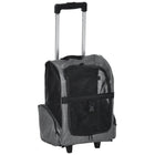 PawHut 2-in-1 Pet Luggage Box Backpack Carrier with Handle Rolling Wheel - Grey-2 in 1. It can be used as a trolley bag or backpack