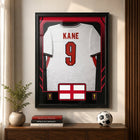 Frameworth Official FIFA World Cup 2026 England Harry Kane Framed Replica Jersey - 25.75" x 33.75"-Professionally framed in Canada, with the replica jersey mounted in a premium black frame and a clear protective front.