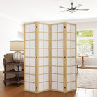 HOMCOM 4 Panel Freestanding Room Divider for Bedroom - Natural and White-Pine wood frame and non-woven fabric for a minimalist look 
