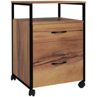 Vinsetto Mobile Letter/A4 Filing Cabinet with Drawers & Hanging Bars - Rustic Brown-Tabletop can hold printers, scanners or display person items, open shelf stores your office supplies
