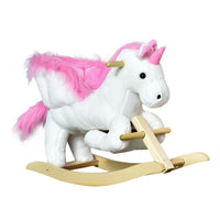 Qaba Baby Unicorn Rocking Horse - White and Pink-Unicorn design with delightful sound captivates and delights children 