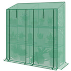 Outsunny Lean-to Mini Greenhouse with 3 Tier Shelves - Green- Lean-to-wall design increases space utilisation and reduces wind impact
 