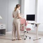 Vinsetto Mesh Office Chair with Headrest and 4D Lumbar Support - Pink-The mesh fabric is breathable and soft